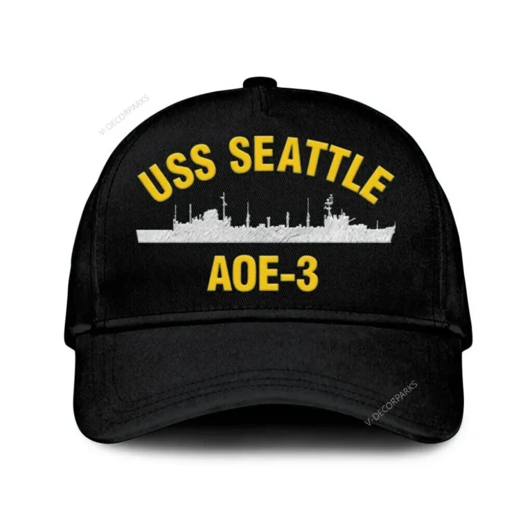 Uss Seattle Aoe-3 Classic Cap, Custom Print/embroidered Us Navy Ships Classic Baseball Cap, Gift For Navy Veteran