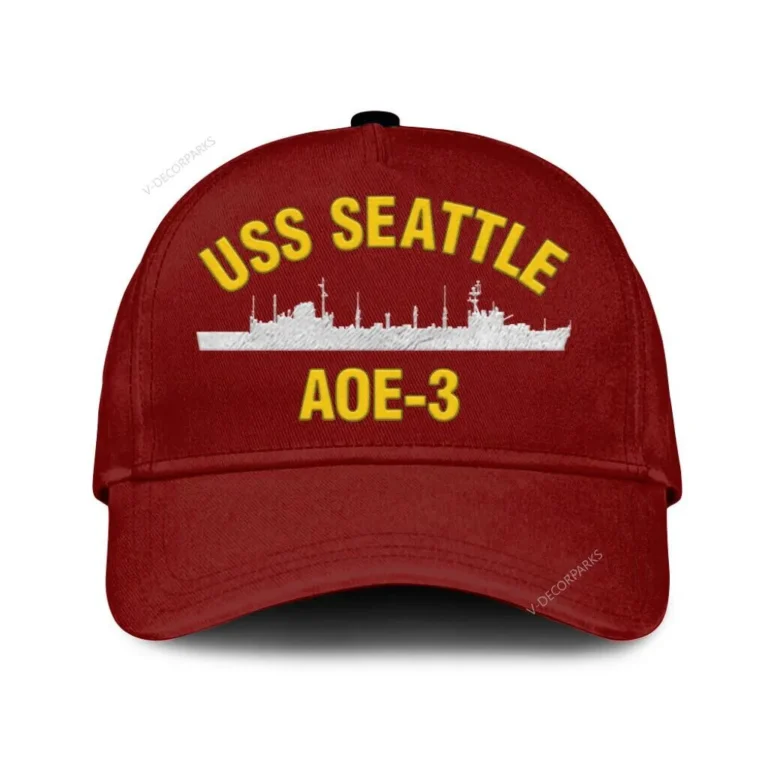 Uss Seattle Aoe-3 Classic Cap, Custom Print/embroidered Us Navy Ships Classic Baseball Cap, Gift For Navy Veteran