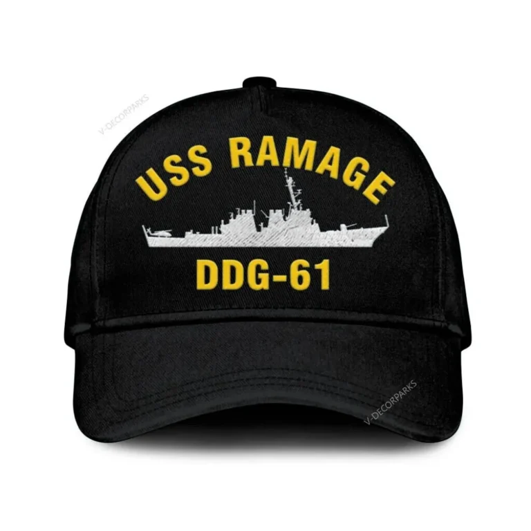 Uss Ramage Ddg-61 Classic Cap, Custom Print/embroidered Us Navy Ships Classic Baseball Cap, Gift For Navy Veteran