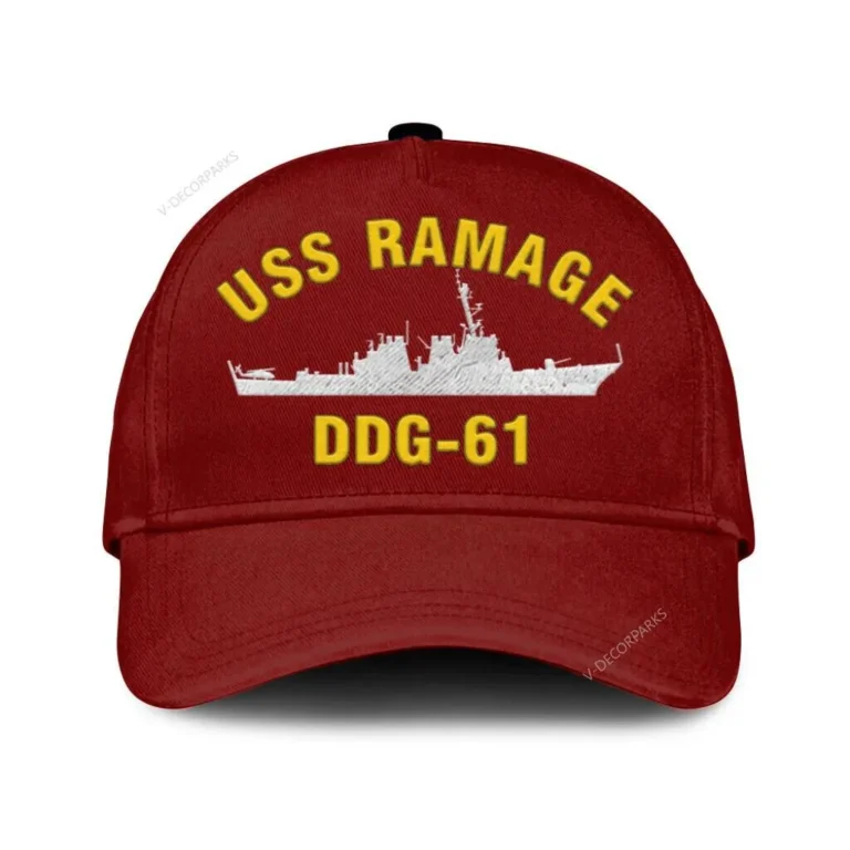 Uss Ramage Ddg-61 Classic Cap, Custom Print/embroidered Us Navy Ships Classic Baseball Cap, Gift For Navy Veteran