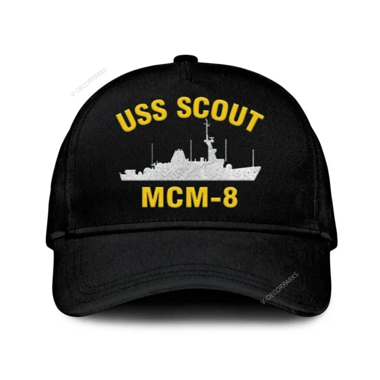 Uss Scout Mcm-8 Classic Cap, Custom Print/embroidered Us Navy Ships Classic Baseball Cap, Gift For Navy Veteran