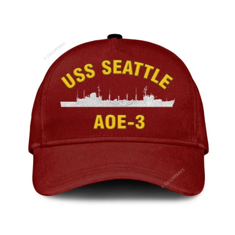 Uss Seattle Aoe-3 Classic Cap, Custom Print/embroidered Us Navy Ships Classic Baseball Cap, Gift For Navy Veteran