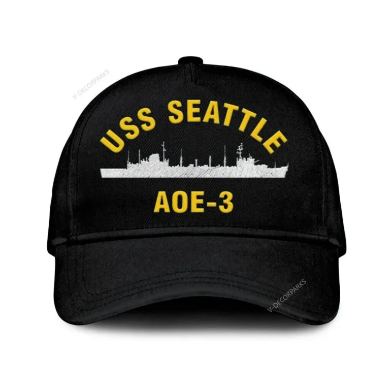 Uss Seattle Aoe-3_mu Classic Cap, Custom Print/embroidered Us Navy Ships Classic Baseball Cap, Gift For Navy Veteran