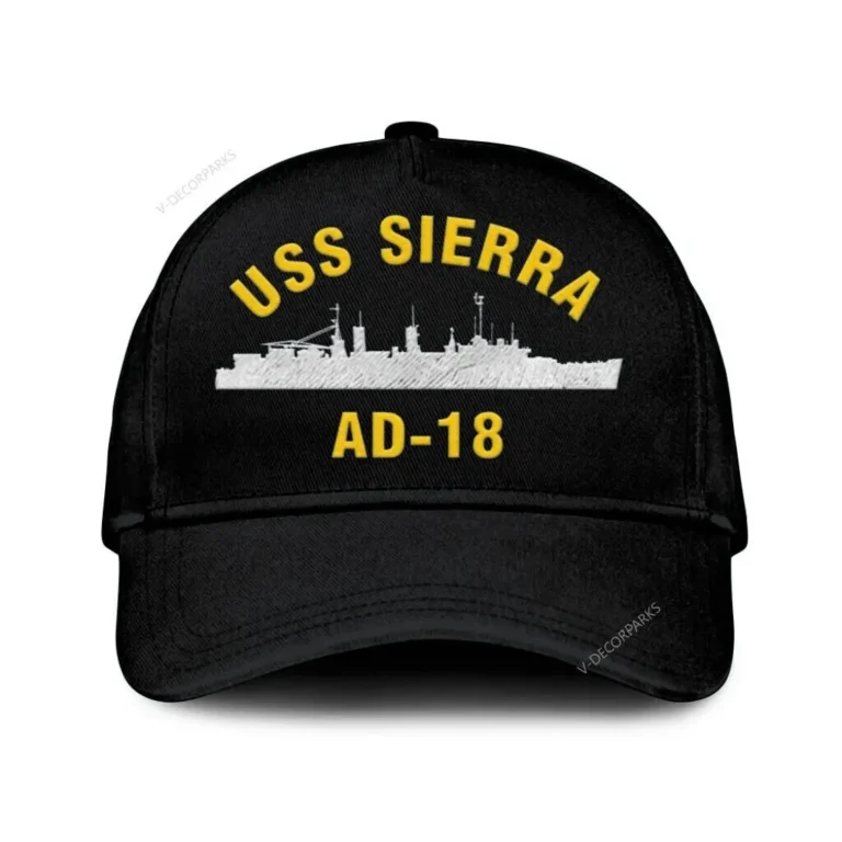 Uss Sierra Ad-18 Classic Cap, Custom Print/embroidered Us Navy Ships Classic Baseball Cap, Gift For Navy Veteran