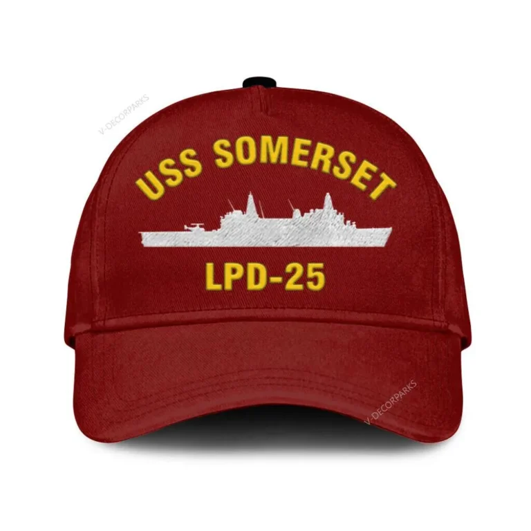 Uss Somerset Lpd-25 Classic Cap, Custom Print/embroidered Us Navy Ships Classic Baseball Cap, Gift For Navy Veteran