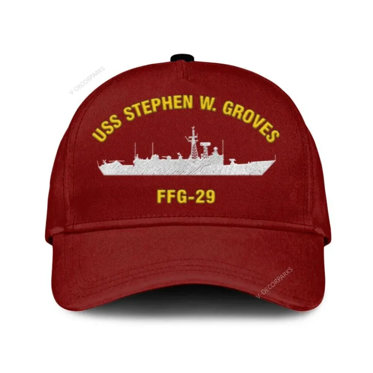 Uss Stephen W. Groves Ffg-29 Classic Cap, Custom Print/embroidered Us Navy Ships Classic Baseball Cap, Gift For Navy Veteran