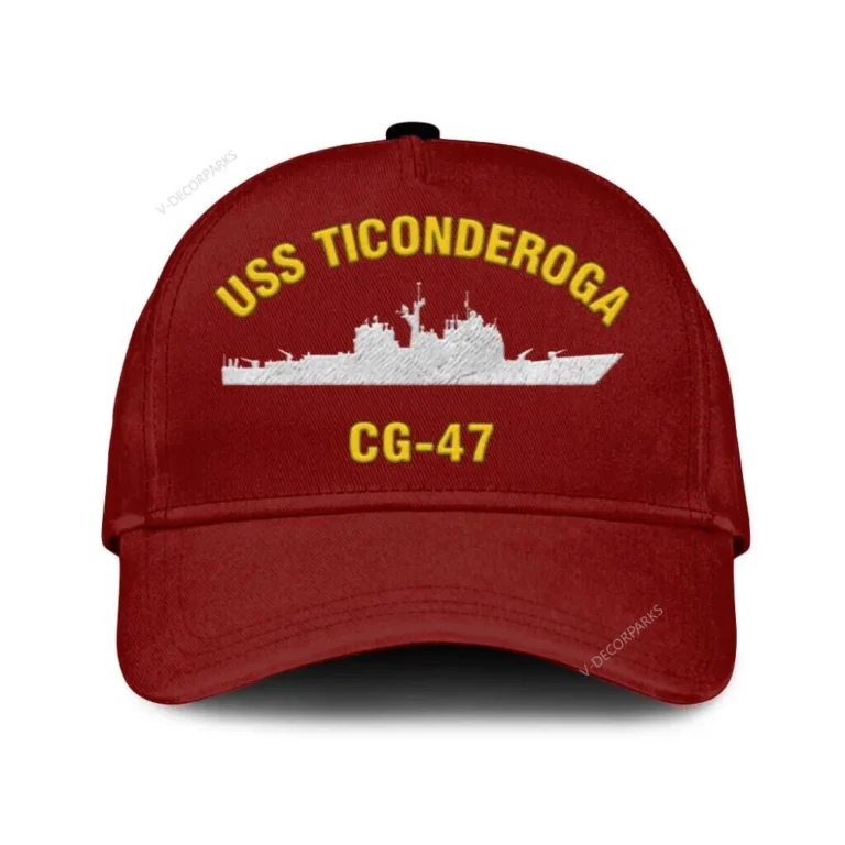 Uss Ticonderoga Cg-47 Classic Cap, Custom Print/embroidered Us Navy Ships Classic Baseball Cap, Gift For Navy Veteran