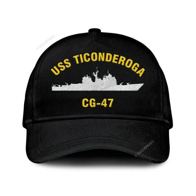 Uss Ticonderoga Cg-47 Classic Cap, Custom Print/embroidered Us Navy Ships Classic Baseball Cap, Gift For Navy Veteran