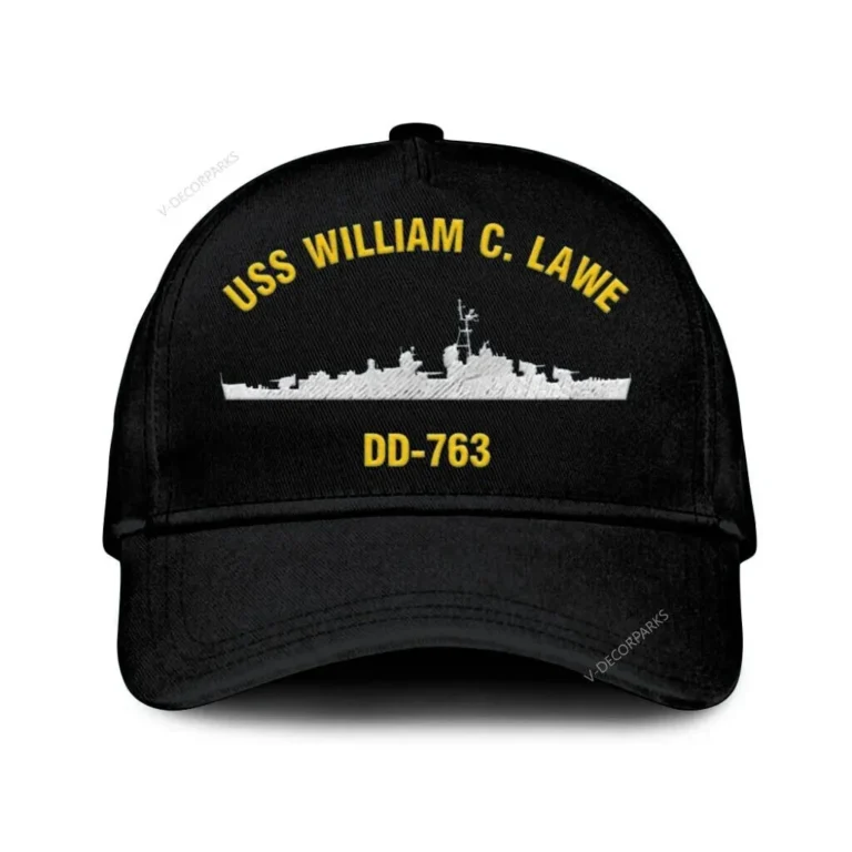 Uss William C. Lawe Classic Cap, Custom Print/embroidered Us Navy Ships Classic Baseball Cap, Gift For Navy Veteran