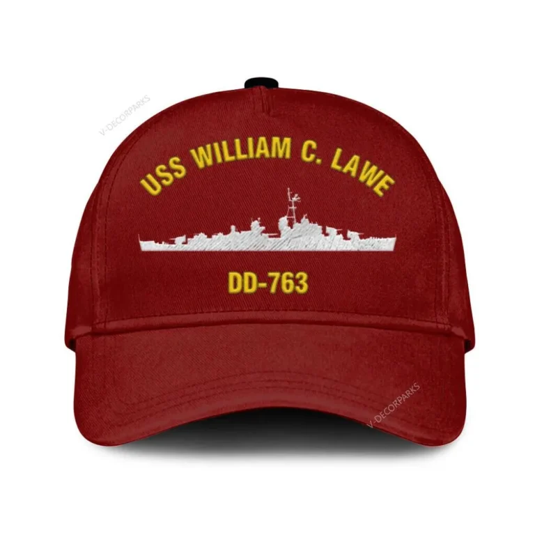 Uss William C. Lawe Classic Cap, Custom Print/embroidered Us Navy Ships Classic Baseball Cap, Gift For Navy Veteran