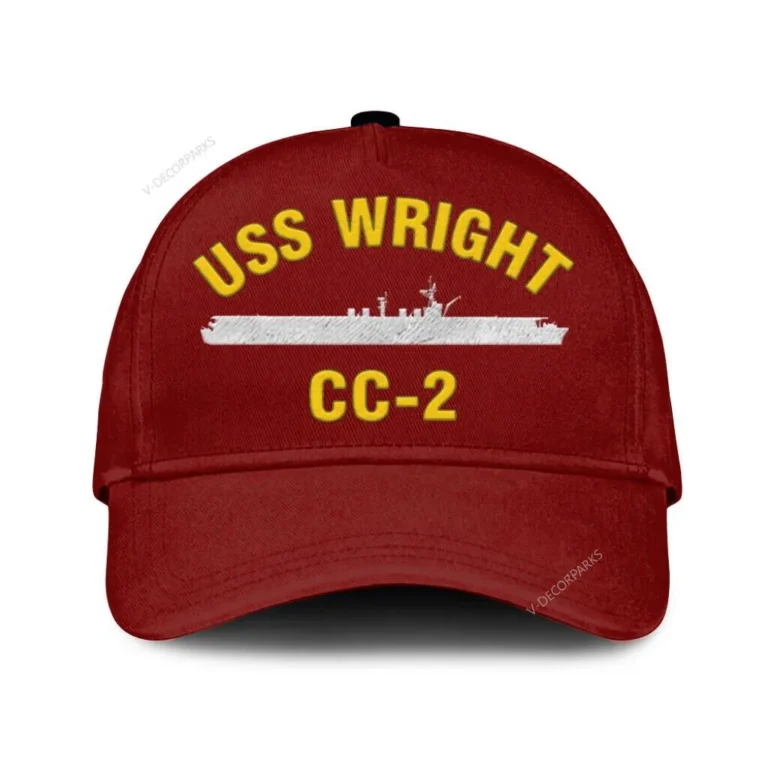 Uss Wright Cc-2 Classic Cap, Custom Print/embroidered Us Navy Ships Classic Baseball Cap, Gift For Navy Veteran