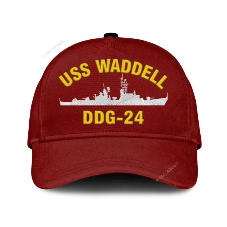 Uss Waddell Ddg 24 Classic Cap, Custom Print/embroidered Us Navy Ships Classic Baseball Cap, Gift For Navy Veteran