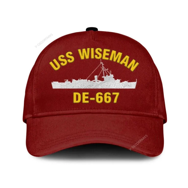 Uss Wiseman De-667 Classic Cap, Custom Print/embroidered Us Navy Ships Classic Baseball Cap, Gift For Navy Veteran