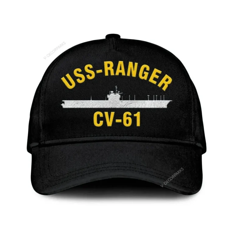 Uss-ranger Cv-61 Classic Cap, Custom Print/embroidered Us Navy Ships Classic Baseball Cap, Gift For Navy Veteran