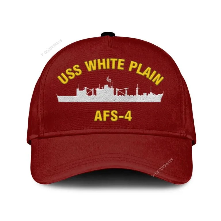 Uss White Plain Afs-4 Classic Cap, Custom Print/embroidered Us Navy Ships Classic Baseball Cap, Gift For Navy Veteran