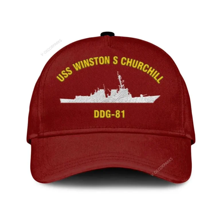 Uss Winston S Churchill Ddg-81 Classic Cap, Custom Print/embroidered Us Navy Ships Classic Baseball Cap, Gift For Navy Veteran