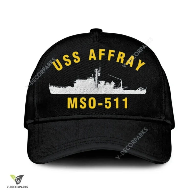 Uss Affray Mso-511 Classic Baseball Cap Gift For Navy Veteran, Custom Print/embroidered Us Navy Ships Classic Cap