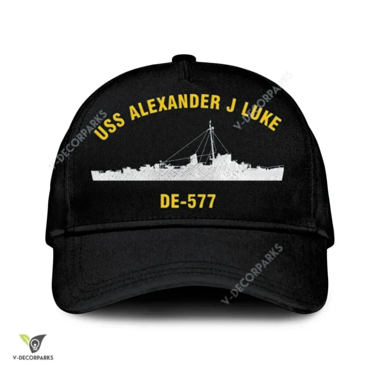 Uss Alexander J Luke De-577 Classic Baseball Cap Gift For Navy Veteran, Custom Print/embroidered Us Navy Ships Classic Cap