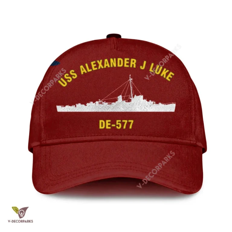 Uss Alexander J Luke De-577 Classic Baseball Cap Gift For Navy Veteran, Custom Print/embroidered Us Navy Ships Classic Cap