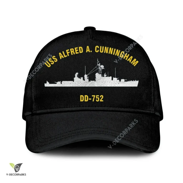 Uss Alfred A. Cunningham Dd-752 Classic Baseball Cap Gift For Navy Veteran, Custom Print/embroidered Us Navy Ships Classic Cap
