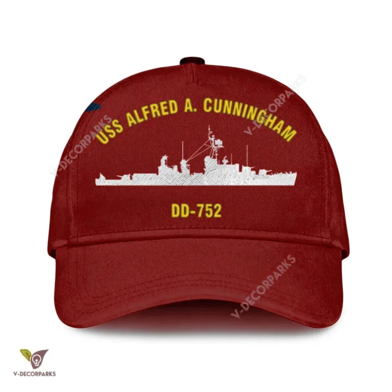 Uss Alfred A. Cunningham Dd-752 Classic Baseball Cap Gift For Navy Veteran, Custom Print/embroidered Us Navy Ships Classic Cap