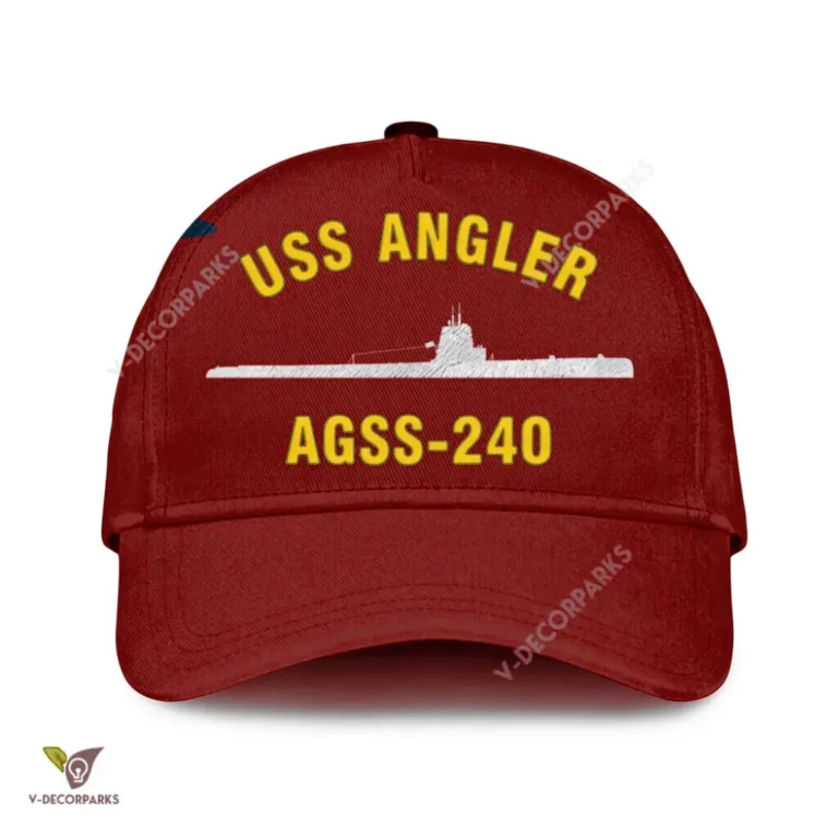 Uss Angler Agss-240 Classic Baseball Cap Gift For Navy Veteran, Custom Print/embroidered Us Navy Ships Classic Cap