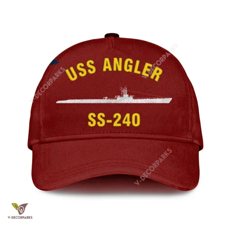Uss Angler Ss-240 V2 Classic Baseball Cap Gift For Navy Veteran, Custom Print/embroidered Us Navy Ships Classic Cap