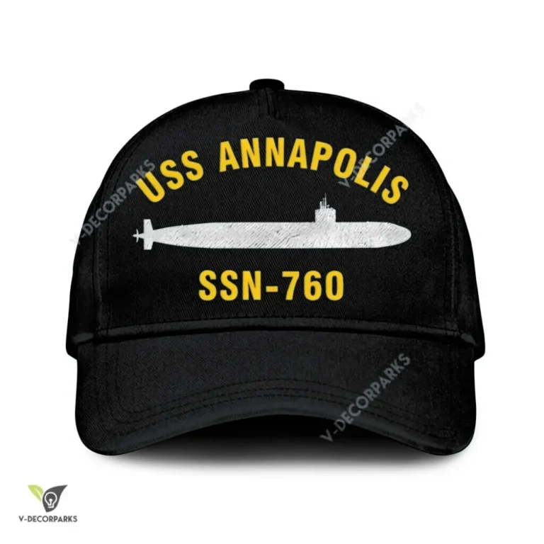 Uss Annapolis Ssn-760 Classic Baseball Cap Gift For Navy Veteran, Custom Print/embroidered Us Navy Ships Classic Cap