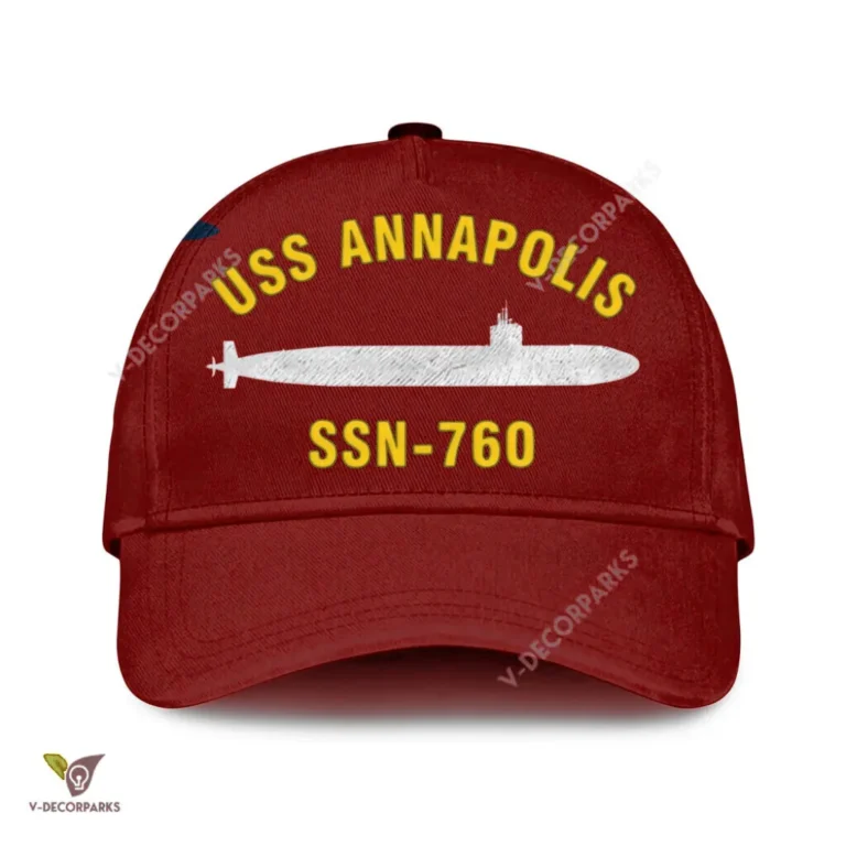 Uss Annapolis Ssn-760 Classic Baseball Cap Gift For Navy Veteran, Custom Print/embroidered Us Navy Ships Classic Cap