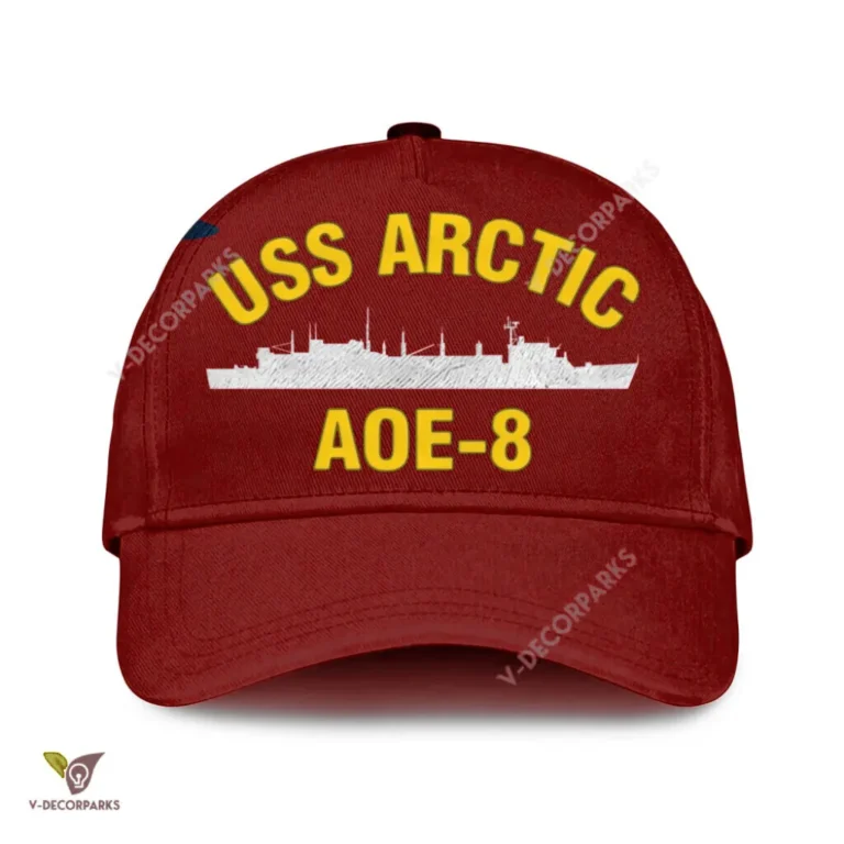 Uss Arctic Aoe-8 Classic Baseball Cap Gift For Navy Veteran, Custom Print/embroidered Us Navy Ships Classic Cap