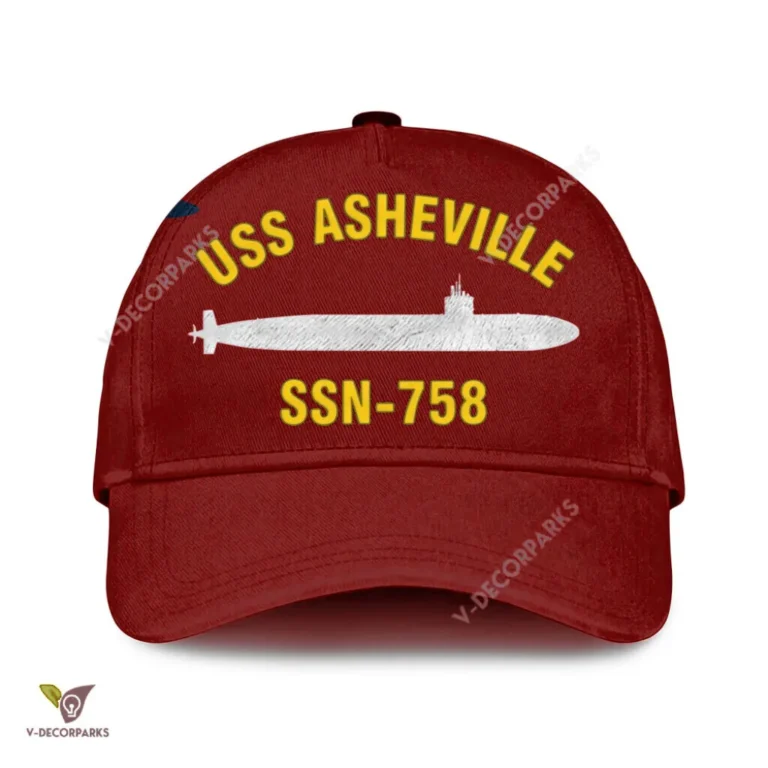Uss Asheville Ssn-758 Classic Baseball Cap Gift For Navy Veteran, Custom Print/embroidered Us Navy Ships Classic Cap