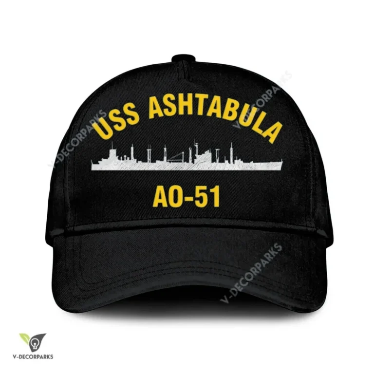 Uss Ashtabula Ao-51 Classic Baseball Cap Gift For Navy Veteran, Custom Print/embroidered Us Navy Ships Classic Cap