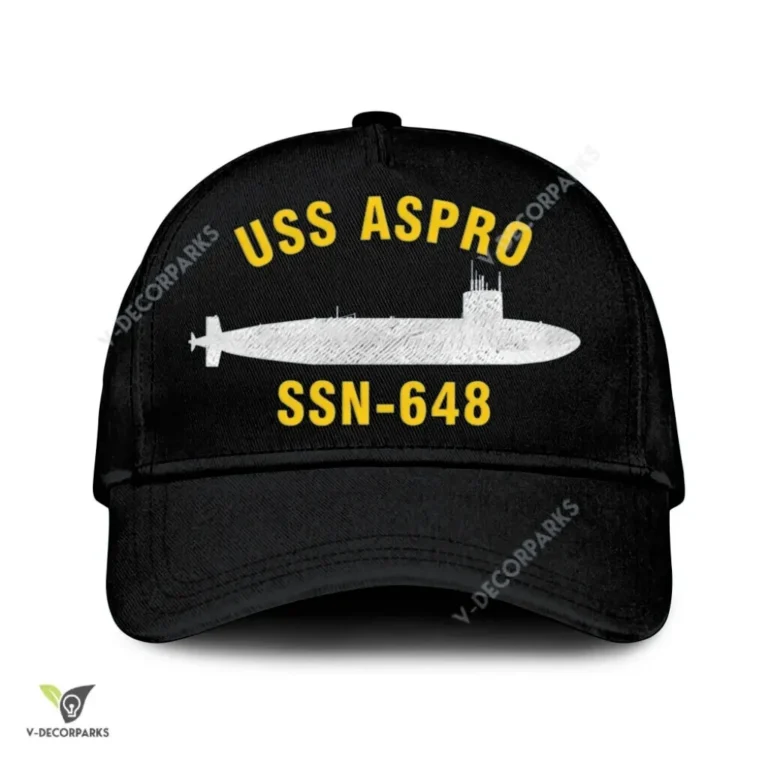 Uss Aspro Ssn-648 Classic Baseball Cap Gift For Navy Veteran, Custom Print/embroidered Us Navy Ships Classic Cap