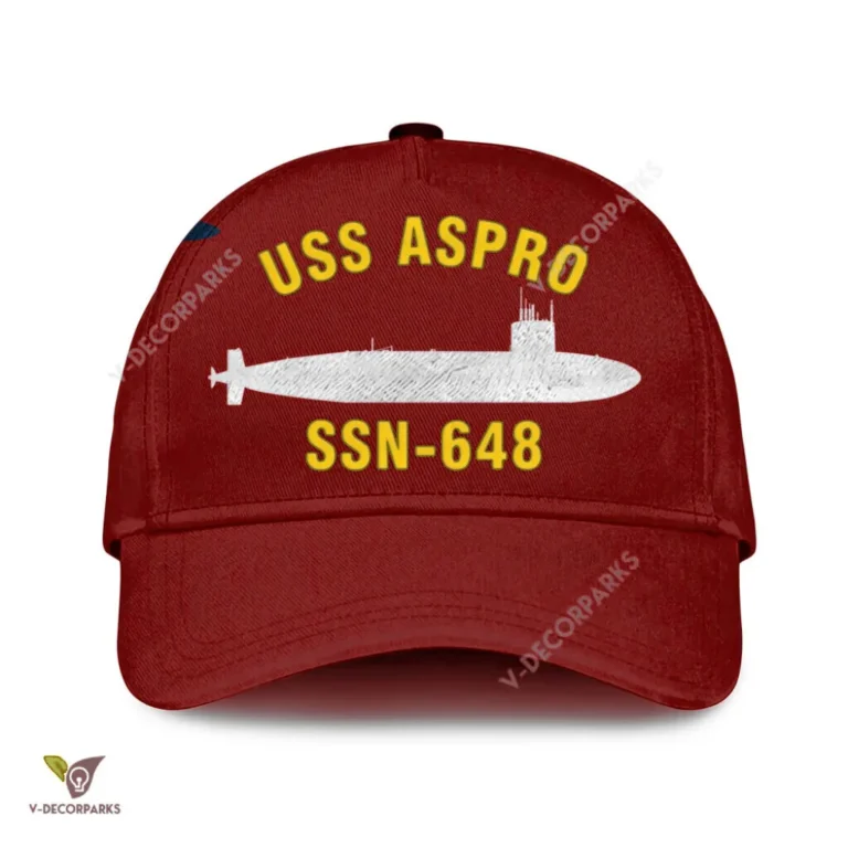 Uss Aspro Ssn-648 Classic Baseball Cap Gift For Navy Veteran, Custom Print/embroidered Us Navy Ships Classic Cap