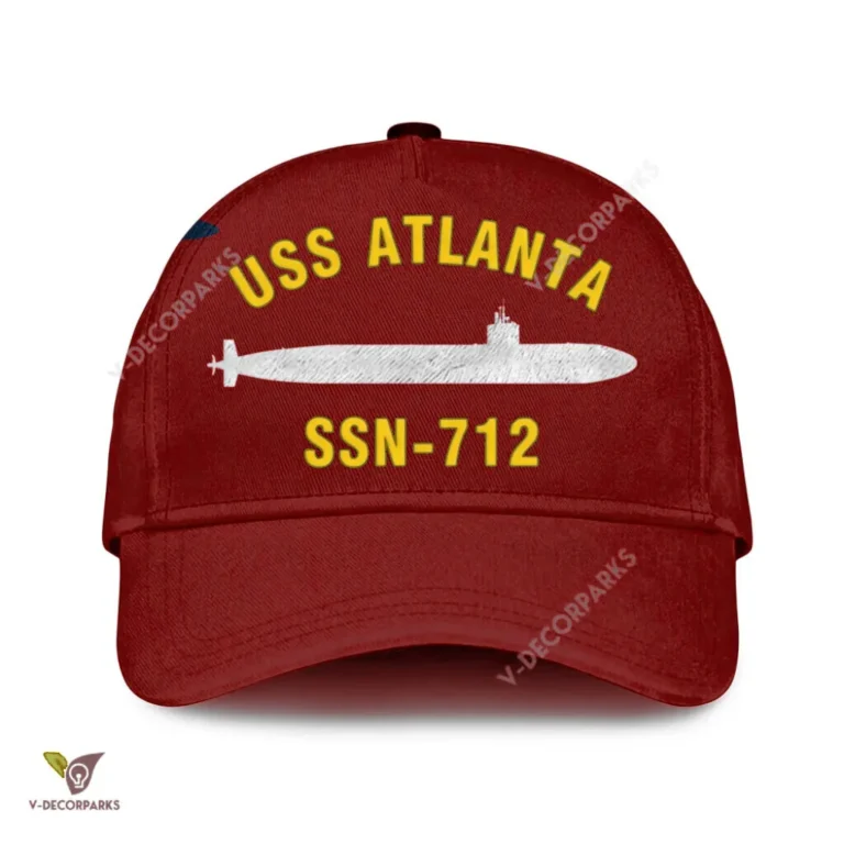 Uss Atlanta Ssn-712 Classic Baseball Cap Gift For Navy Veteran, Custom Print/embroidered Us Navy Ships Classic Cap