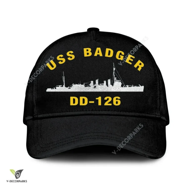 Uss Badger Dd-126 Classic Baseball Cap Gift For Navy Veteran, Custom Print/embroidered Us Navy Ships Classic Cap