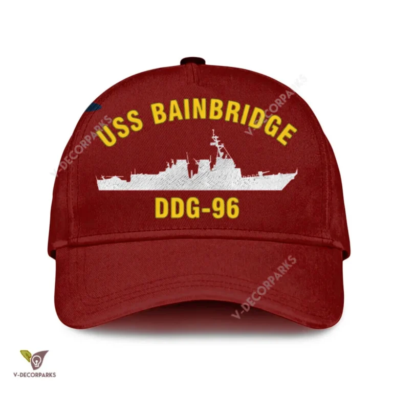 Uss Bainbridge Ddg-96 Classic Baseball Cap Gift For Navy Veteran, Custom Print/embroidered Us Navy Ships Classic Cap