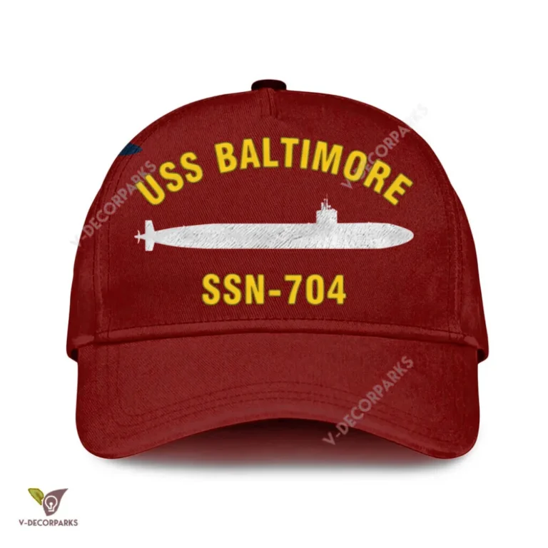Uss Baltimore Ssn-704 Classic Baseball Cap Gift For Navy Veteran, Custom Print/embroidered Us Navy Ships Classic Cap