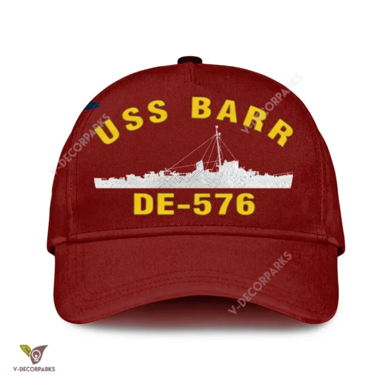 Uss Barr De-576 Classic Baseball Cap Gift For Navy Veteran, Custom Print/embroidered Us Navy Ships Classic Cap