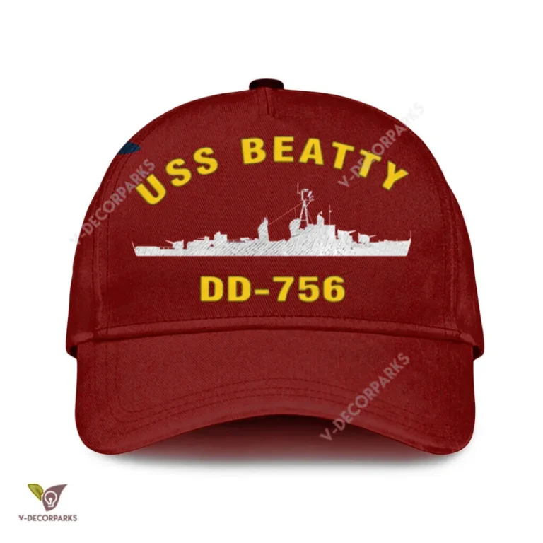 Uss Beatty Dd-756 Classic Baseball Cap Gift For Navy Veteran, Custom Print/embroidered Us Navy Ships Classic Cap