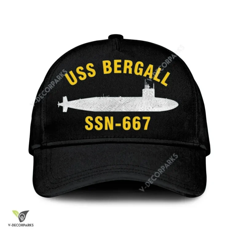 Uss Bergall Ssn-667 V2 Classic Baseball Cap Gift For Navy Veteran, Custom Print/embroidered Us Navy Ships Classic Cap