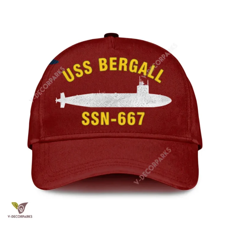 Uss Bergall Ssn-667 V2 Classic Baseball Cap Gift For Navy Veteran, Custom Print/embroidered Us Navy Ships Classic Cap