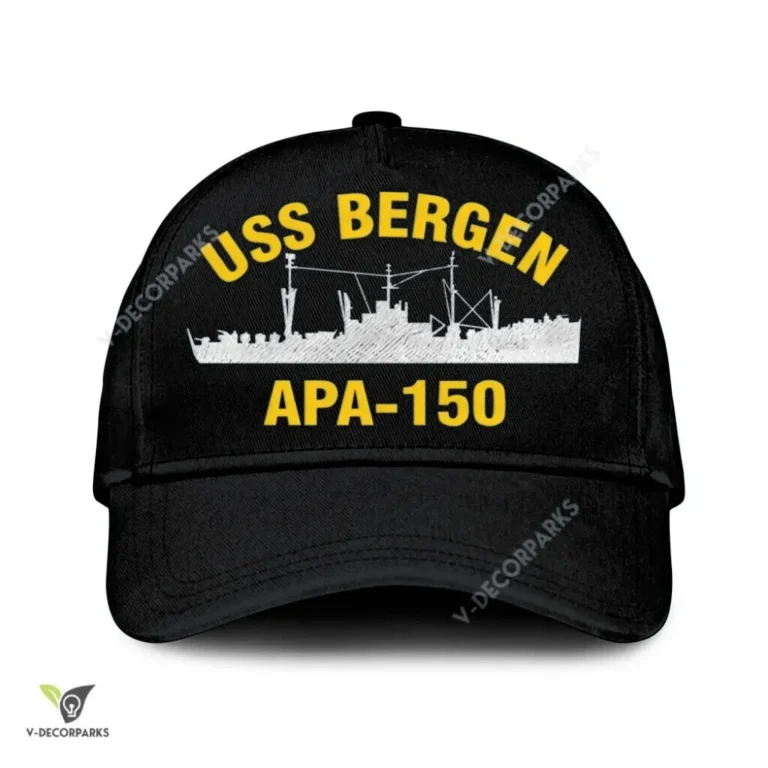 Uss Bergen Apa 150 Classic Baseball Cap Gift For Navy Veteran, Custom Print/embroidered Us Navy Ships Classic Cap