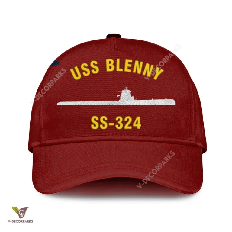 Uss Blenny Ss 324 Classic Baseball Cap Gift For Navy Veteran, Custom Print/embroidered Us Navy Ships Classic Cap