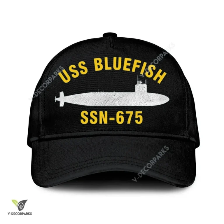 Uss Bluefish Ssn-675 Classic Baseball Cap Gift For Navy Veteran, Custom Print/embroidered Us Navy Ships Classic Cap
