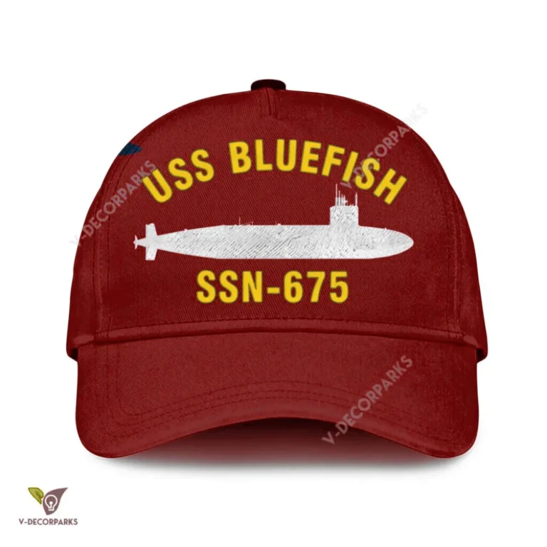 Uss Bluefish Ssn-675 Classic Baseball Cap Gift For Navy Veteran, Custom Print/embroidered Us Navy Ships Classic Cap