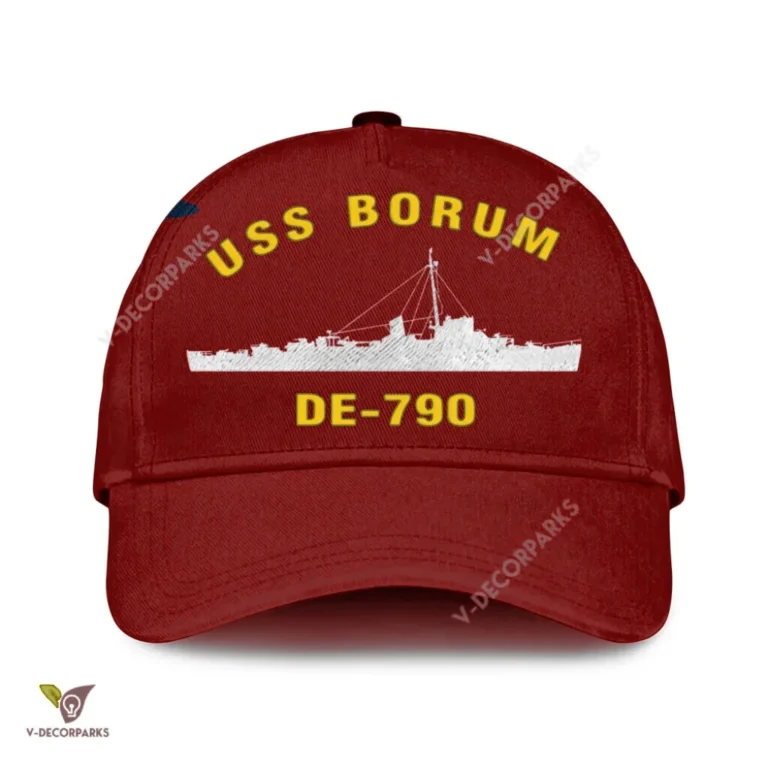 Uss Borum De-790 Classic Baseball Cap Gift For Navy Veteran, Custom Print/embroidered Us Navy Ships Classic Cap