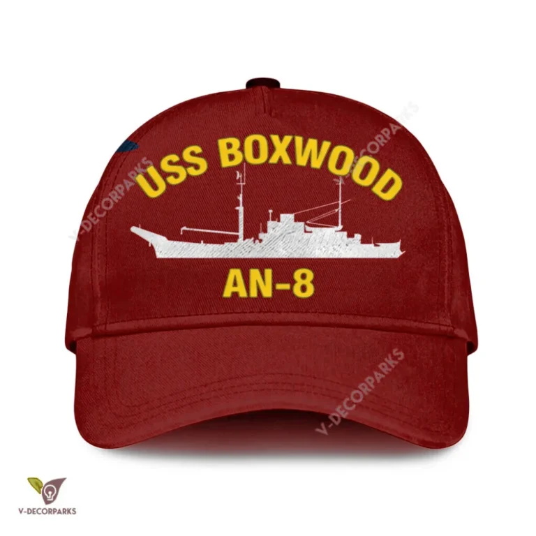 Uss Boxwood An-8 Classic Baseball Cap Gift For Navy Veteran, Custom Print/embroidered Us Navy Ships Classic Cap