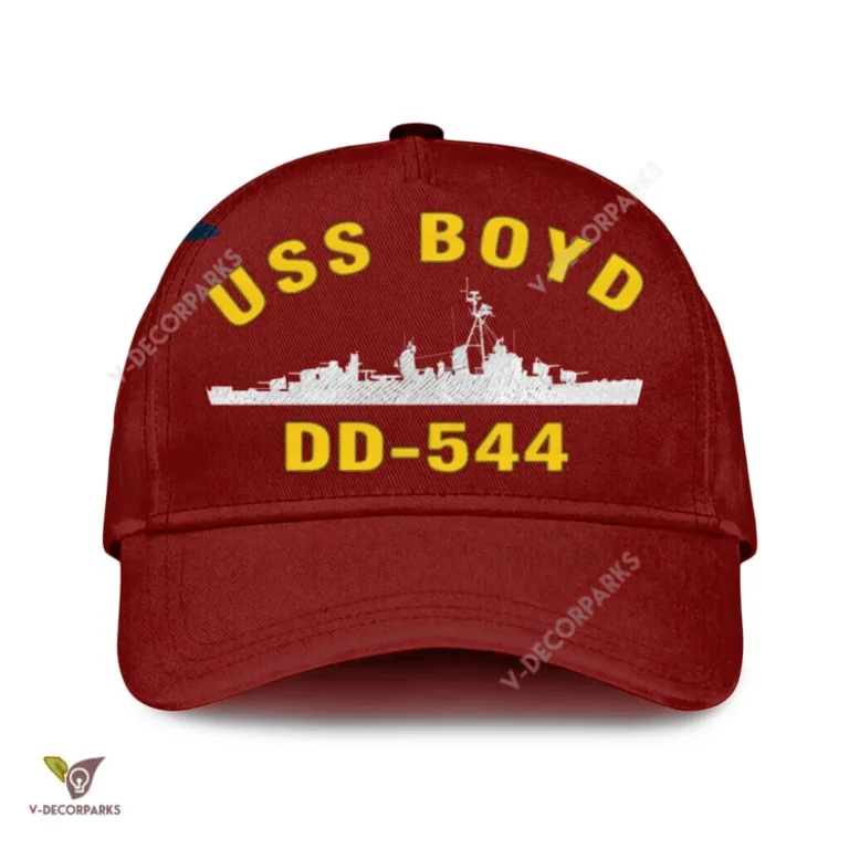 Uss Boyd Dd-544 Classic Baseball Cap Gift For Navy Veteran, Custom Print/embroidered Us Navy Ships Classic Cap