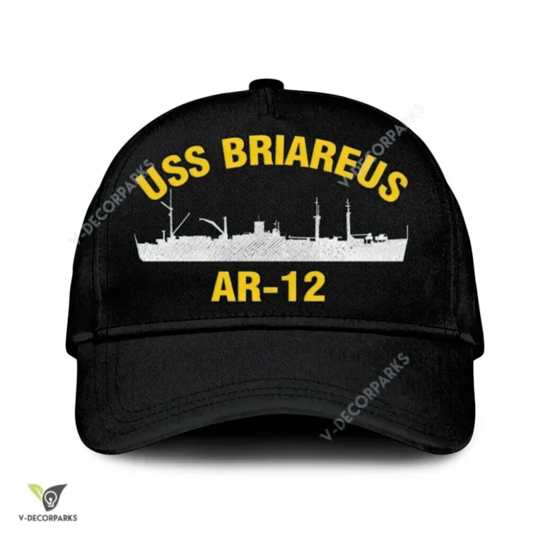 Uss Briareus Ar-12 Classic Baseball Cap Gift For Navy Veteran, Custom Print/embroidered Us Navy Ships Classic Cap